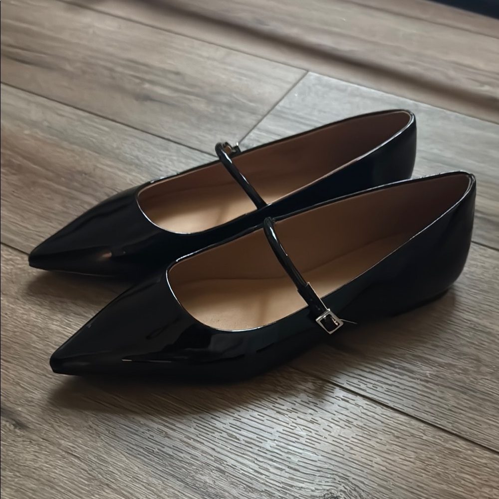 Madewell Black Patent leather Pointed-Toe flats — new, never worn, without box